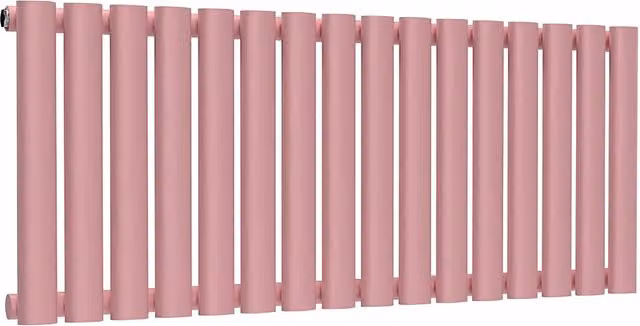 Lux Heat Oval Horizontal Single Wall Mounted Steel Radiator in Pastel Pink, H 40 cm x W 96 cm