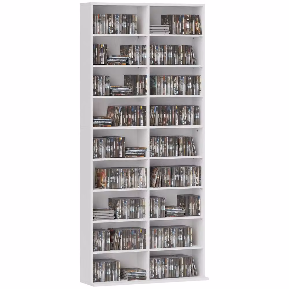 ERGOVEXA 640 CD Storage Tower in White with Adjustable Shelves and Media Compartments, H: 175.0 cm, W: 30.0 cm, D: 24.0 cm – 3