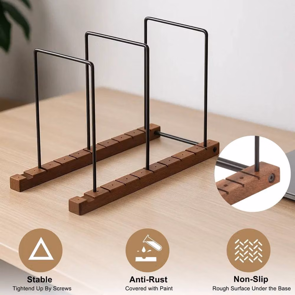 Nordara Metal and Wood Album Display Stand in Brown – 3