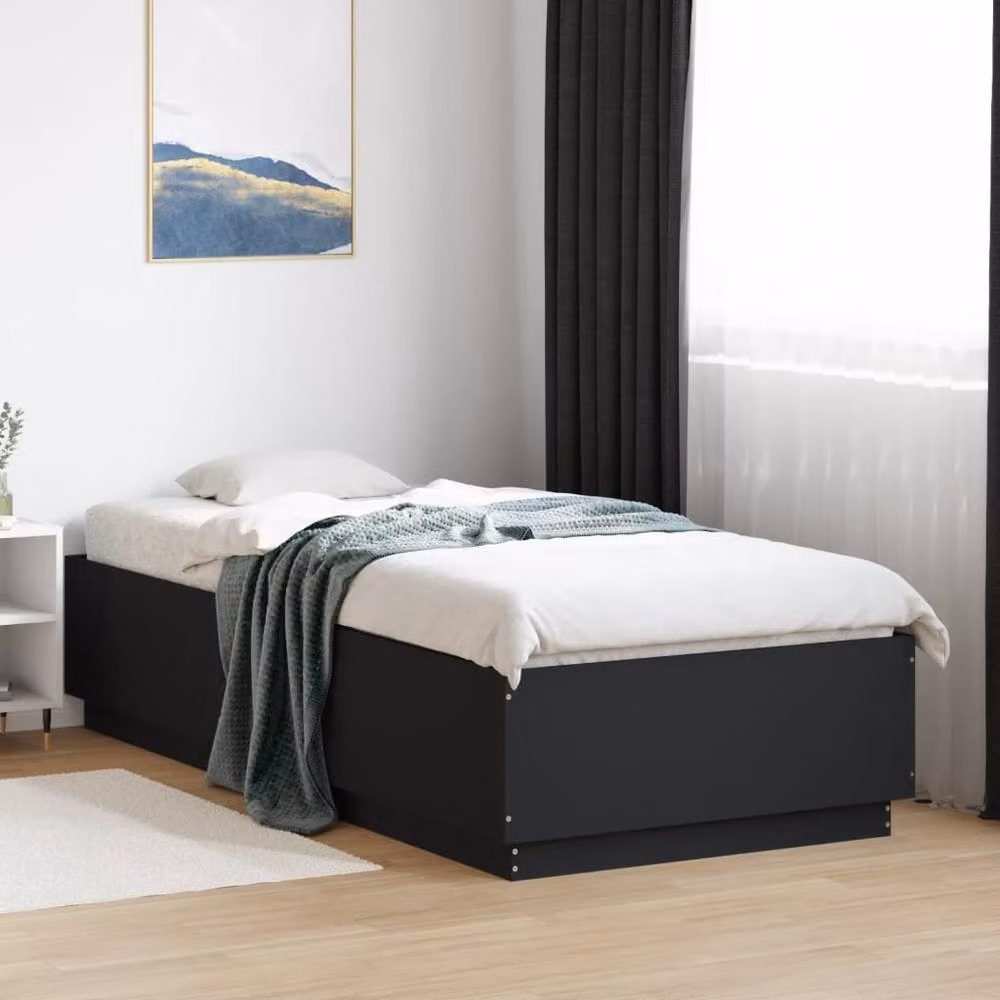 Berkfield Home Modern Black Bed Frame W/D/H: 90 x 200 cm – 2