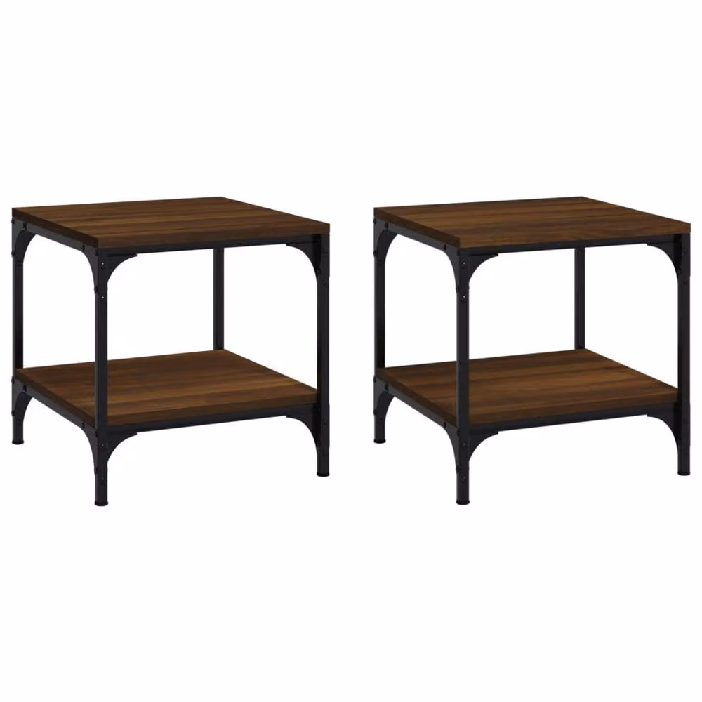 Berkfield Home Set of 2 Brown Oak Side Tables, W/D/H: 40 x 40 x 40 cm – 2