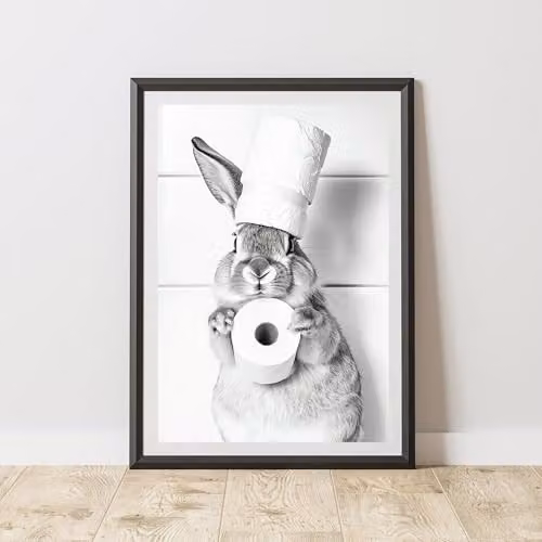 60 Second Makeover Bunny Toilet Roll Animal Print Paper Poster, A4