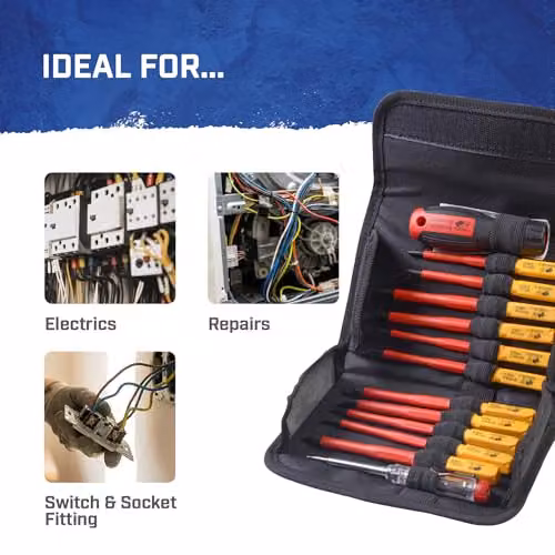 Faithfull 13 Piece Quick Change VDE Screwdriver Set with Storage Wallet in Red – 5