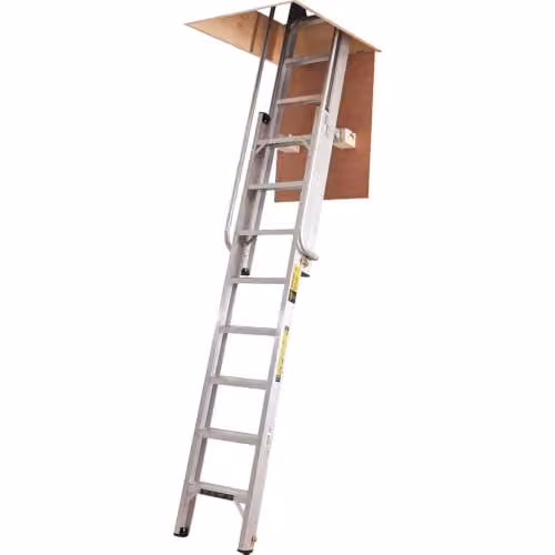 Youngman 306340 Deluxe 2-Section 14-Tread Loft Ladder in Silver – 1