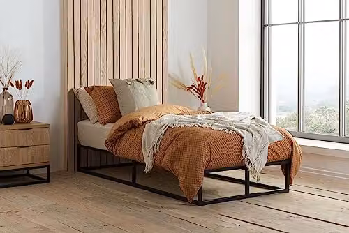 Birlea Soho Single Metal Platform Bed Frame in Black, W/D/H: 90 x 190 x 25.5 cm