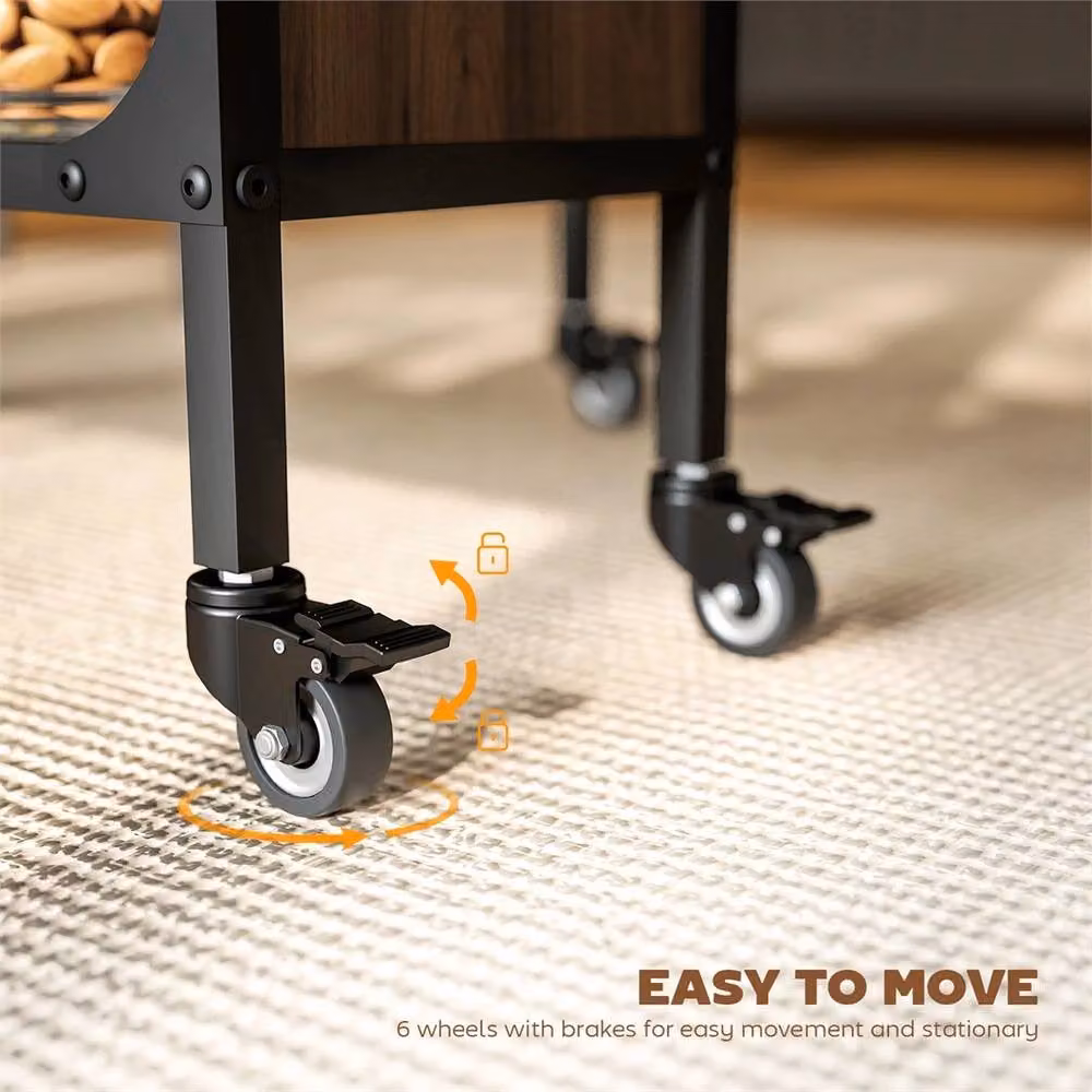 Nordara Brown Wood Drop Leaf Dining Table with Castors, W/D/H: 100 x 15 x 74 cm – 4