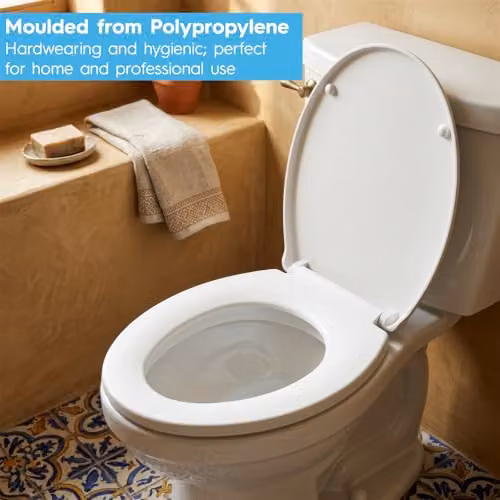 Harbour Housewares Round Soft Close Quick Release Toilet Seats, White, Pack of 2 – 3