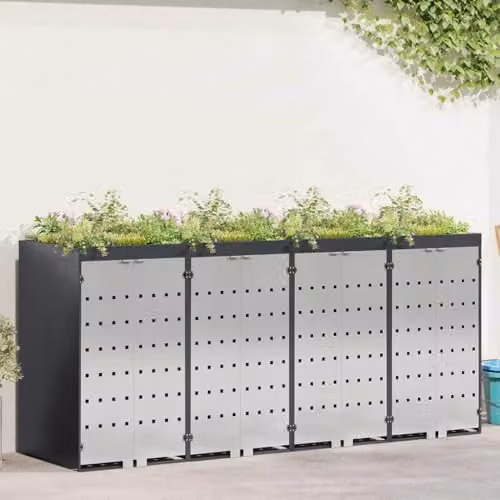 vidaXL Wheelie Bin Storage for 4 Bins, Anthracite Steel – 2