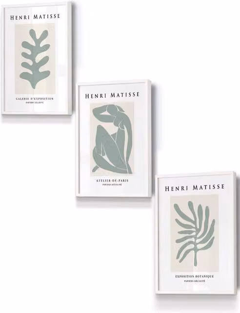 ARTZE Matisse Floral and Nude Framed Wall Art in Green, Beige and White, W: 33 cm, H: 45 cm, D: 0.2 cm