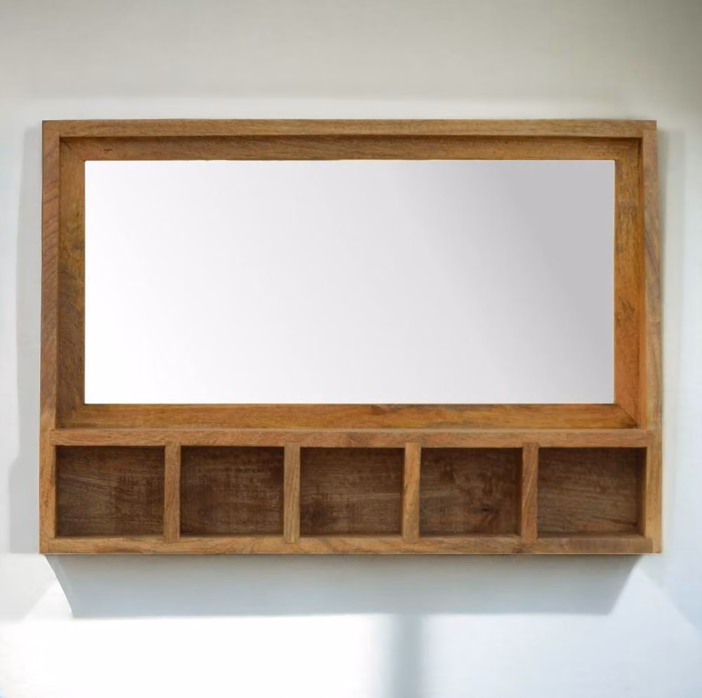 STILVORA 5 Slot Floating Unit with Mirror in Brown Oak Wood – 2