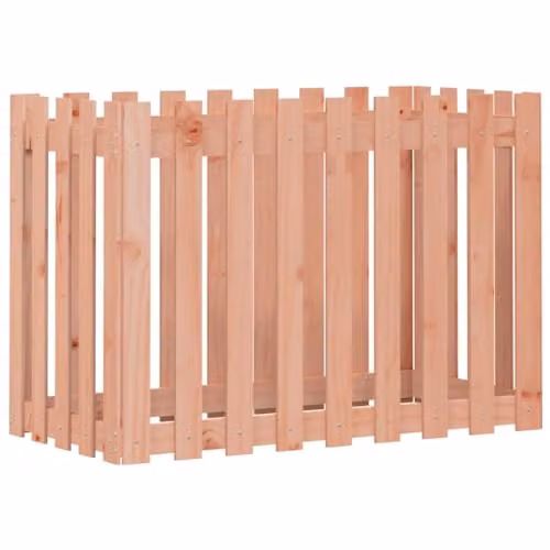 vidaXL Brown Douglas Wood Garden Raised Bed with Fence Design W/D/H: 100 x 50 x 70 cm