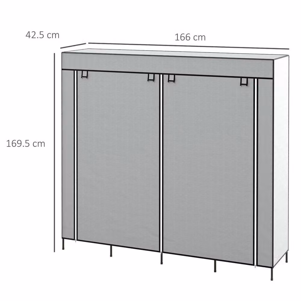 KORVIXA Grey Fabric Wardrobe with Roll Shutter, Internal Shelves, Hanging Rod and Integrated Drawers, W/D/H: 80 x 80 x 80 cm – 2