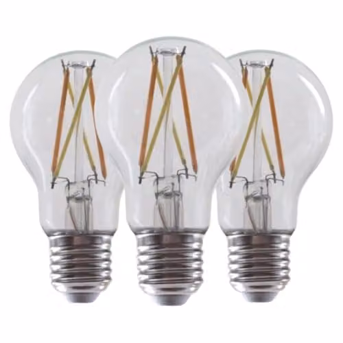 ENER-J 3 Pack Smart WiFi LED Filament A60 Vintage Bulbs, E27, 8.5W, CCT Changeable and Dimmable, Beige and Transparent, Diameter: 40 cm, Height: 25 cm