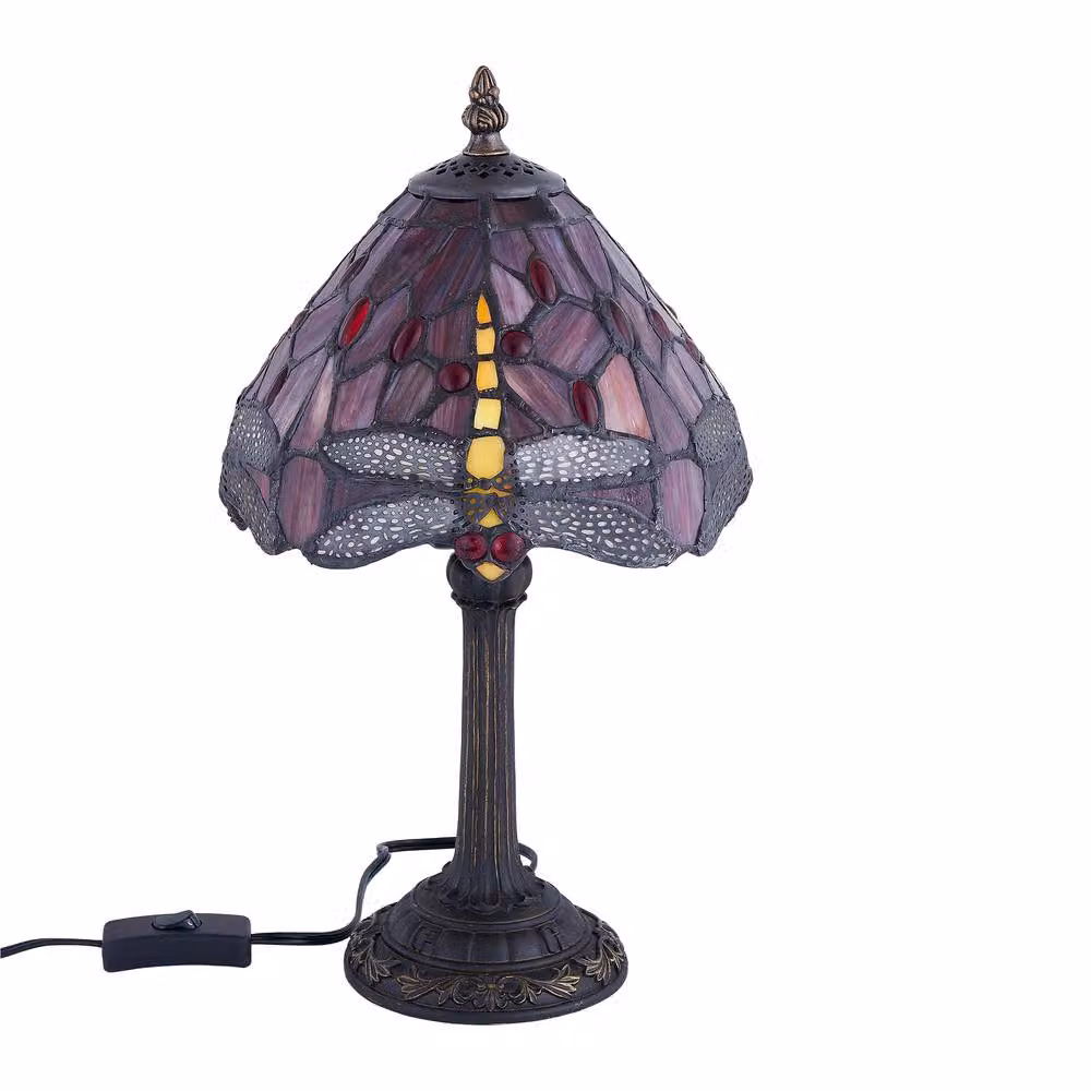 First Choice Lighting Lysa Red Tiffany Dragonfly Glass Table Lamp with Bronze Metal Base, H 37 cm x W 36 cm x D 36 cm – 3