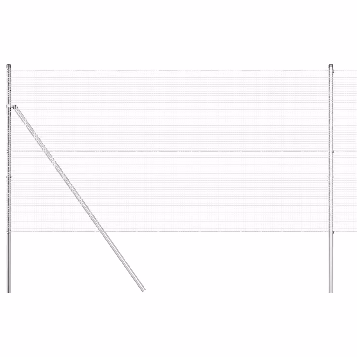 Berkfield Home Galvanised Steel Welded Wire Fence with 7 Round Posts, Silver, W: 10 m, H: 1.4 m – 2