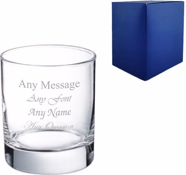 Uniqueful Personalised Engraved Islande Whiskey Tumbler Glass, Clear, 300ml