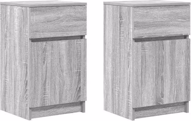 Berkfield Home Set of 2 Grey Sonoma Bedside Cabinets, W/D/H: 39 x 35 x 65 cm