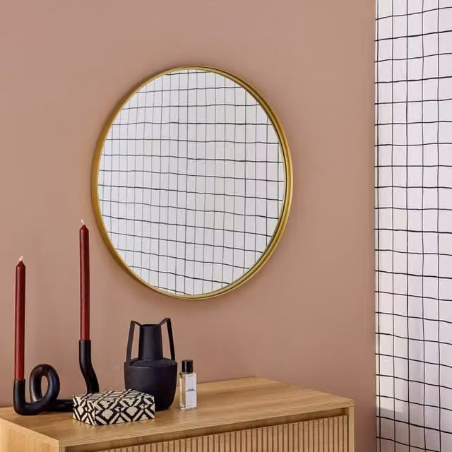 Sweekeek Modern Round Metal Wall Mirror in Gold, Diameter: 60 cm – 1