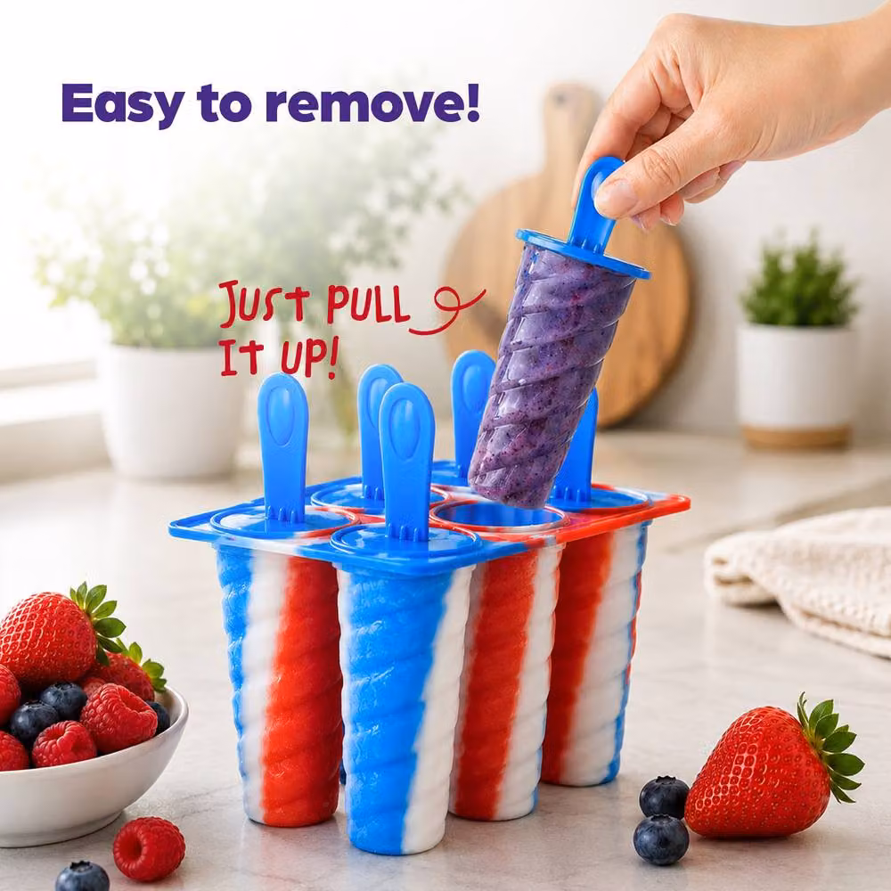 Wicked Gizmos BPA Free Spiral Ice Pop Mould with 6 Sticks in Tricolour – 3