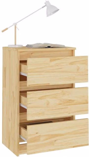 Berkfield Home Elegant Bedside Cabinets, Set of 2, Solid Pine Wood, Tan, W/D/H: 40 x 29.5 x 64 cm