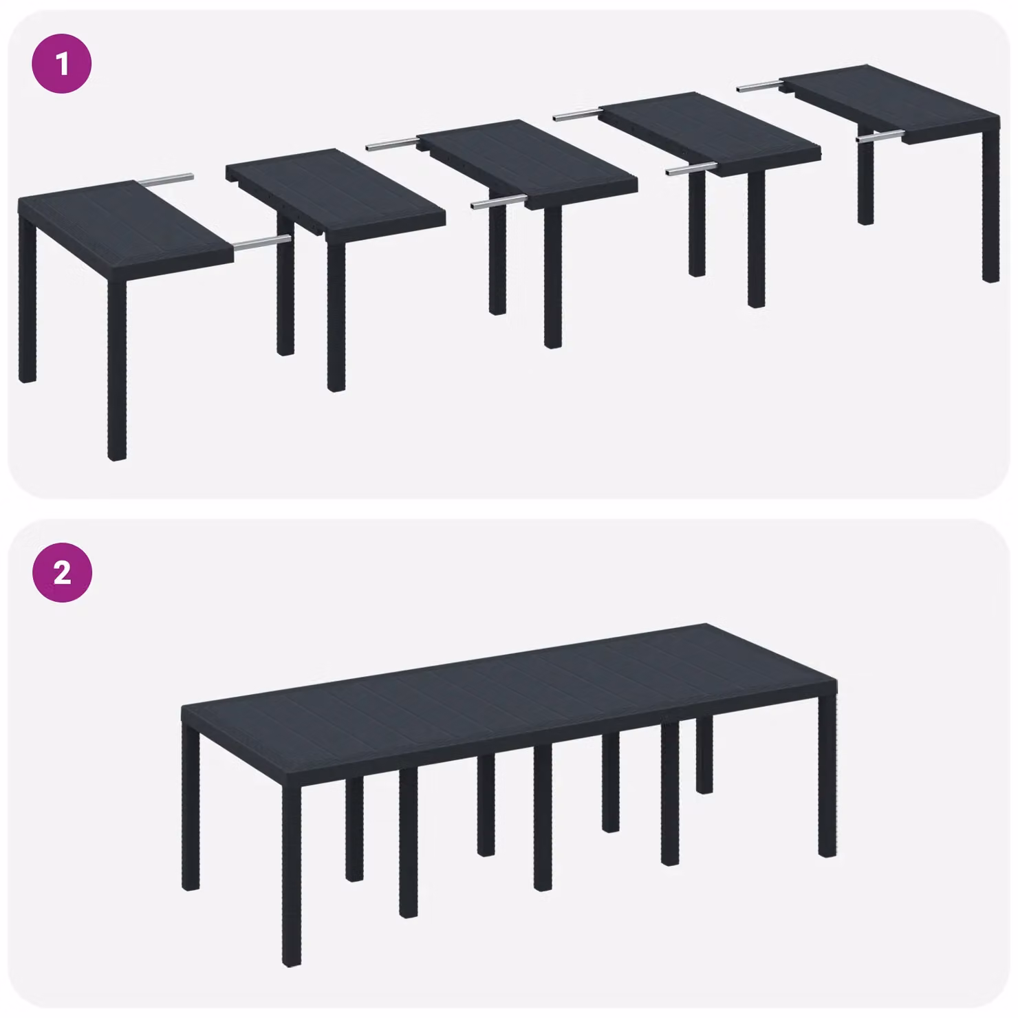 Berkfield Home Garden Table in Anthracite Poly Rattan, W/D/H: 250 x 100 x 73 cm – 6