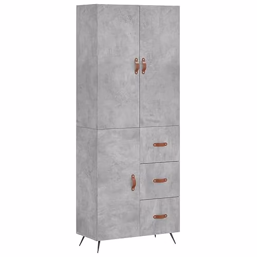 vidaXL Highboard in Concrete Grey, W/D/H: 69.5 x 34 x 180 cm – 1