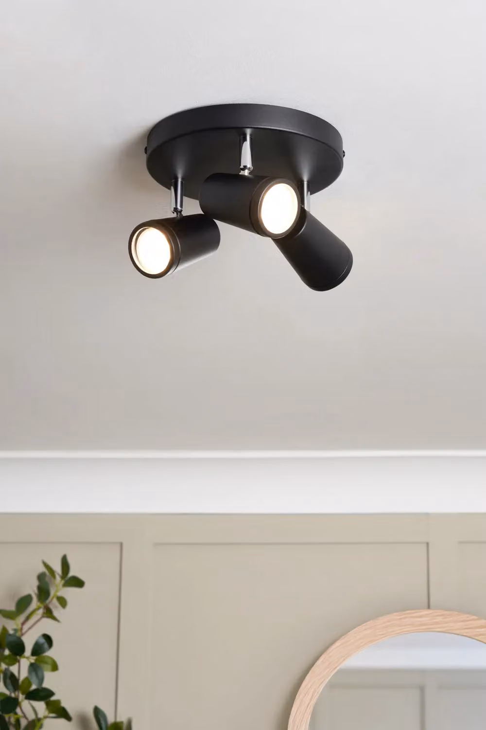 BHS Lighting Freda Plate Adjustable Spotlight Ceiling Light in Black – 3
