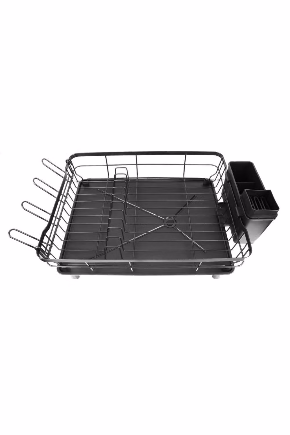 KDMD Black Stainless Steel Dish Drying Rack with Drip Tray, Cutlery Holder and Cup Holder – 2