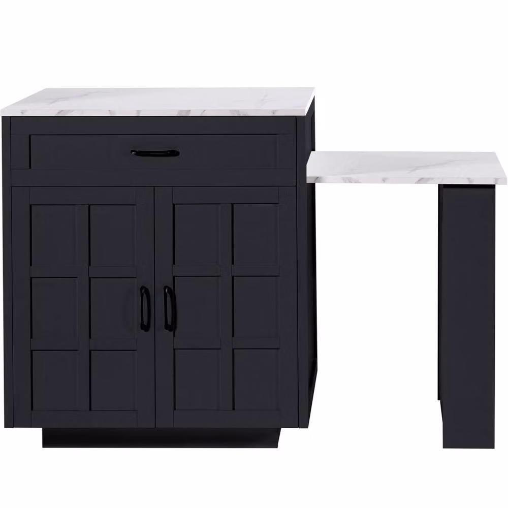 FORGEVIO Modern Extendable Kitchen Island Dining Table in Black and White – 4