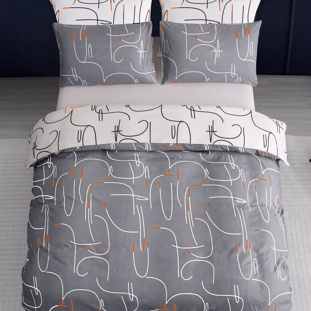 Grace Luxury Ultrasoft Microfibre Bedding Set in Grey with Duvet Cover, Fitted Sheet and Pillowcase – 3