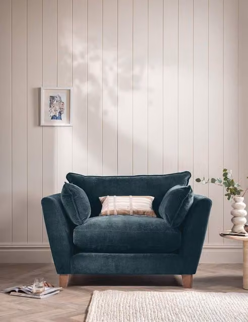 Barker and Stonehouse Irving Blue Velvet Tub Snuggle Chair