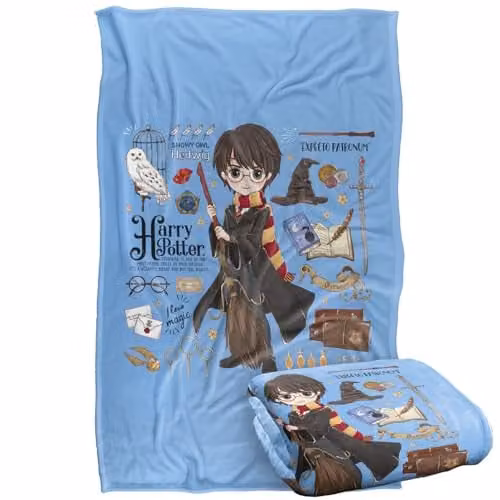 LOGOVISION Harry Potter Super Soft Silky Touch Fleece Throw Blanket, Multicolour, W: 91.44 cm x L: 147 cm – 1