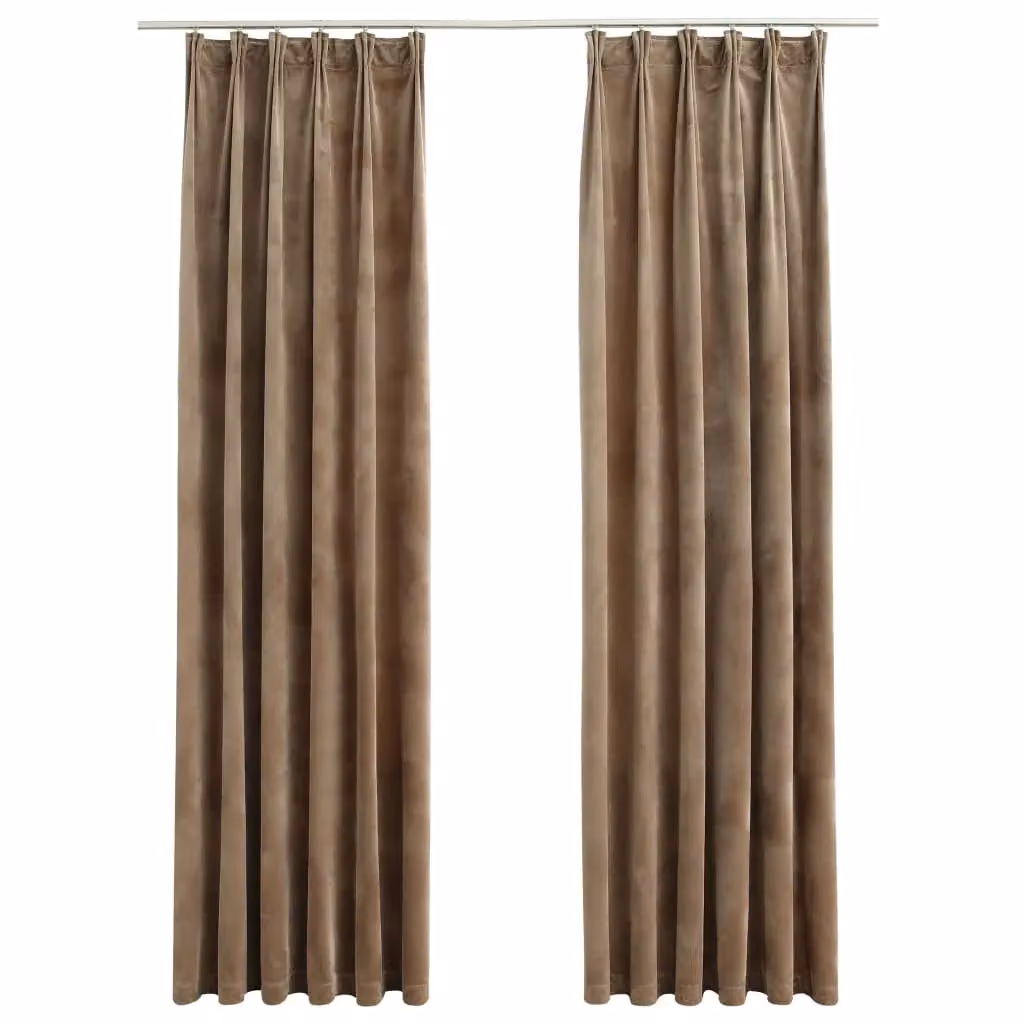 Berkfield Home Blackout Velvet Curtains, 2 Pack, Beige, W: 140 cm, H: 245 cm – 2