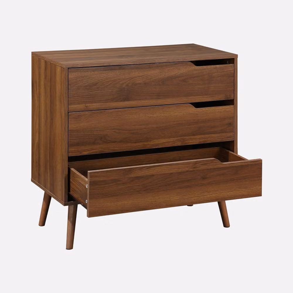 Sweek 3-Drawer Chest in Dark Brown Walnut Wood Effect – 2