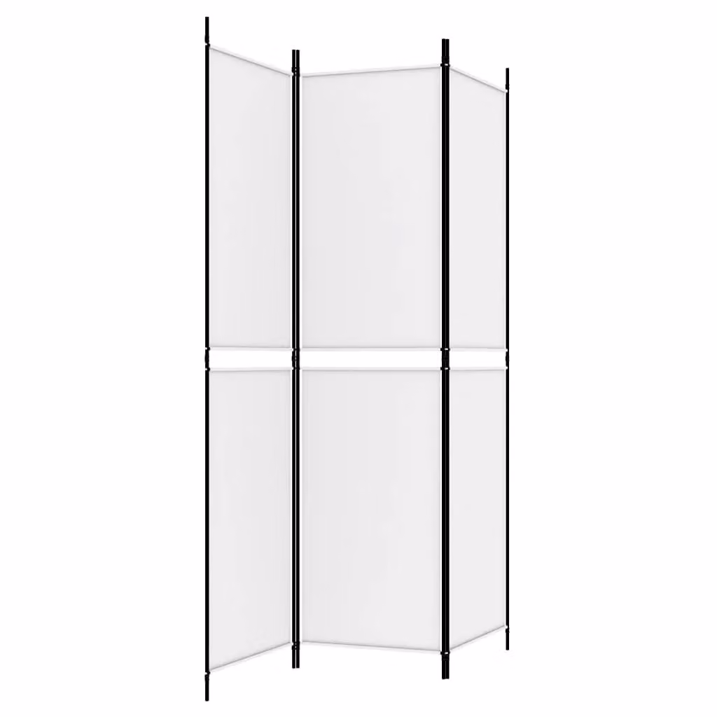 Berkfield Home 3-Panel Fabric Room Divider, White, W: 150 cm, H: 200 cm – 2
