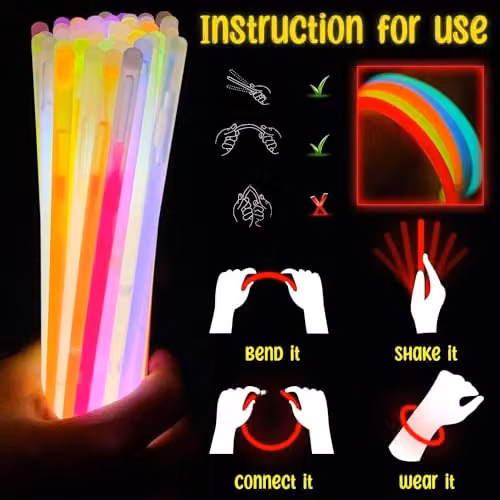 SHATCHI 100-Piece Multicolour Glow Stick Set, 20cm Neon Party Accessories for Kids – 2