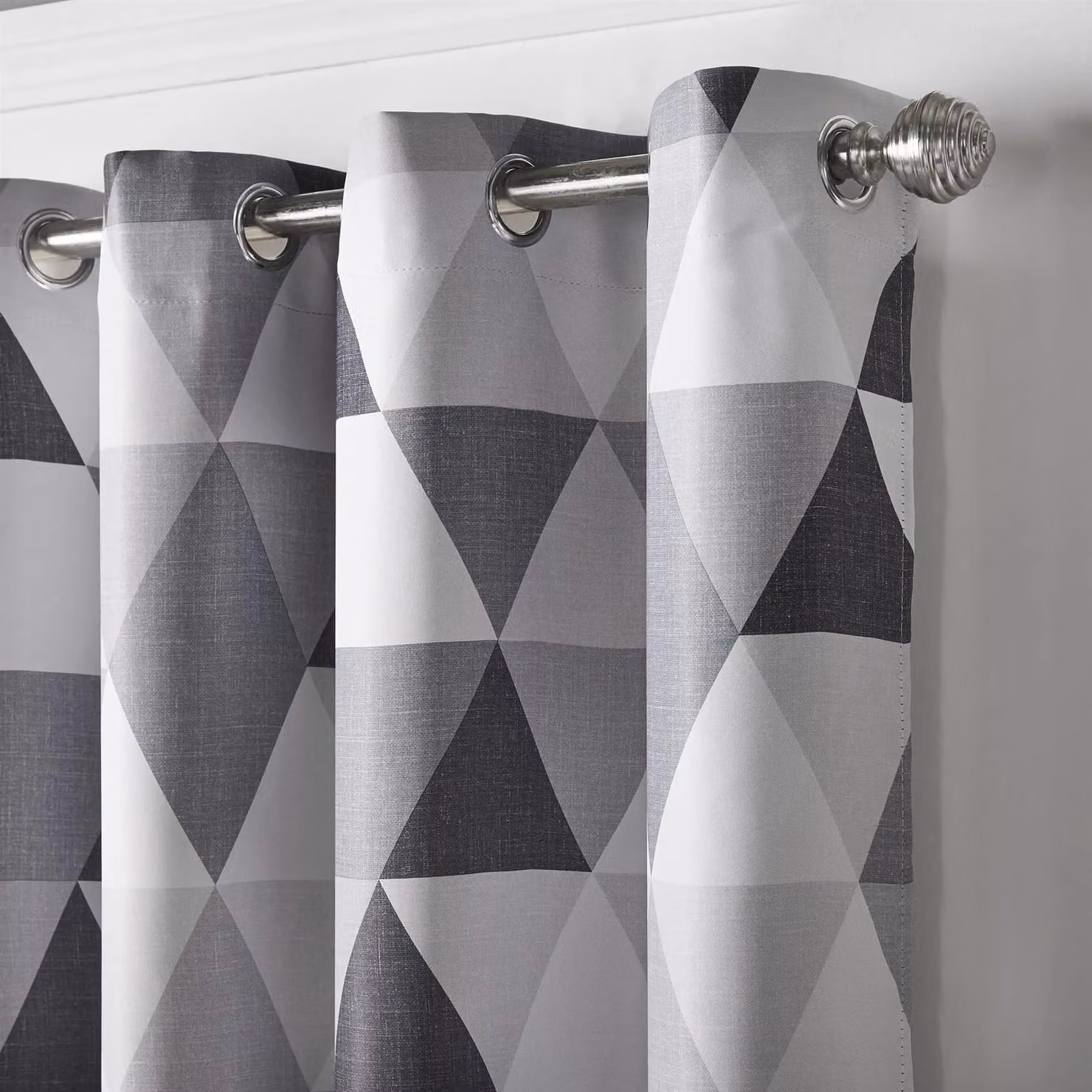 Alan Symonds Malmo Charcoal Printed Room Darkening Eyelet Curtains, Grey, Width: 168 cm, Drop: 137 cm – 3