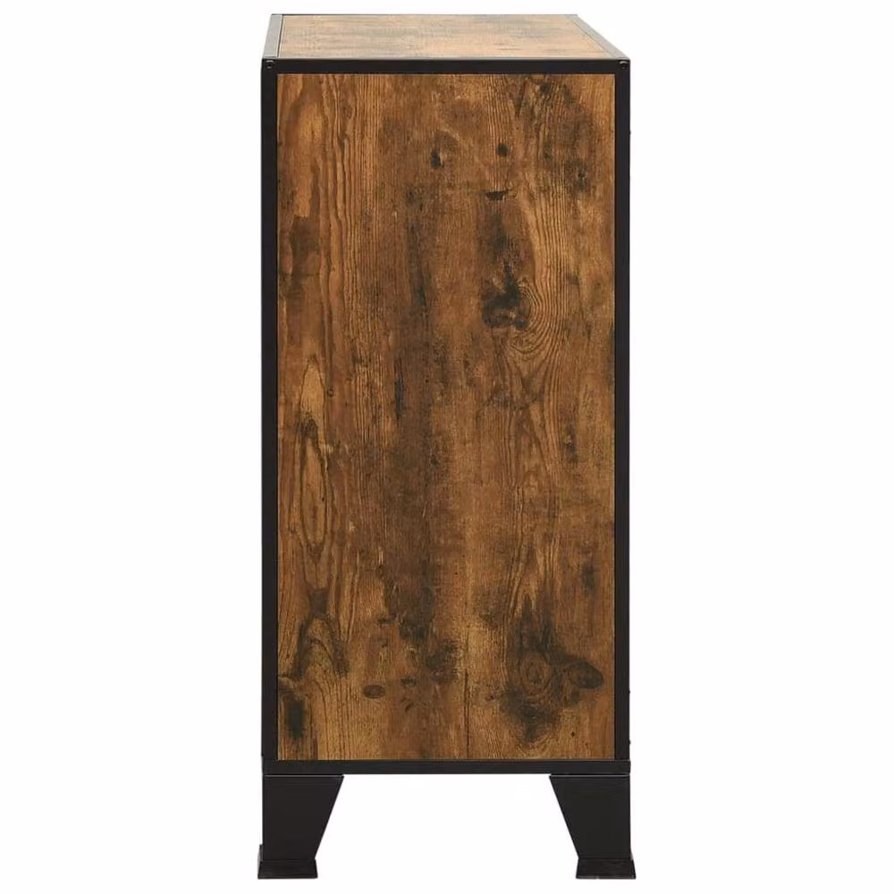 Berkfield Set of 2 Industrial Style Home Storage Cabinets in Rustic Brown with Glass Doors, Metal and MDF, W: 72 cm, D: 36 cm, H: 82 cm – 4