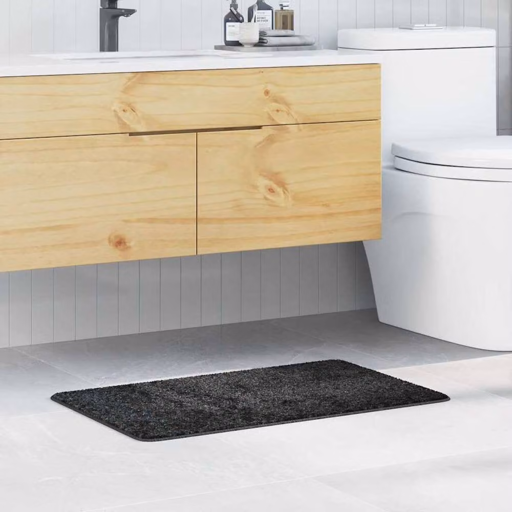 Berkfield Home Non-Slip Rectangular Bath Mat in Dark Grey, W: 80 cm, D: 50 cm – 1