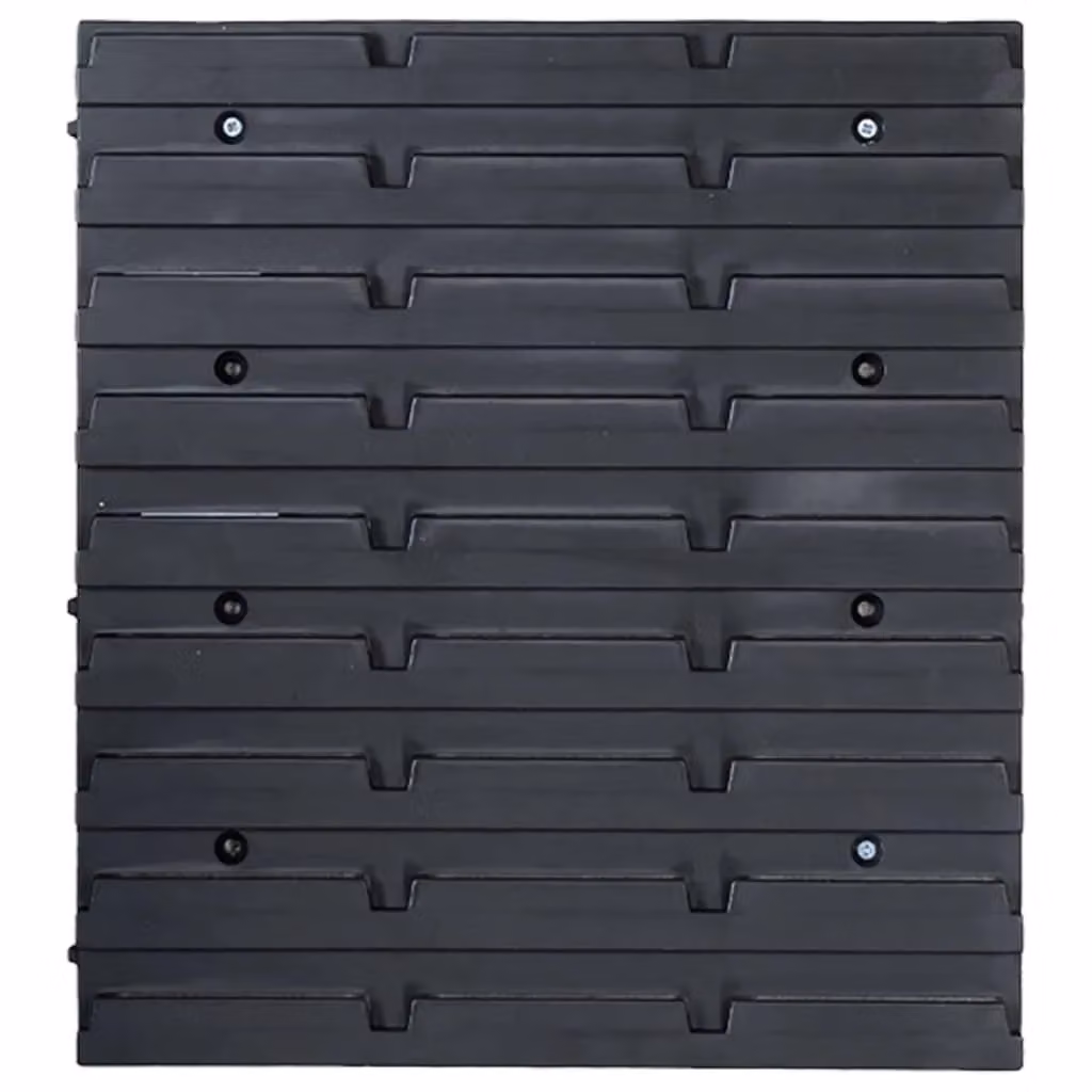 Berkfield Home 48 Piece Wall Mountable and Stackable Storage Bin Kit with Wall Panels in Blue and Black – 2