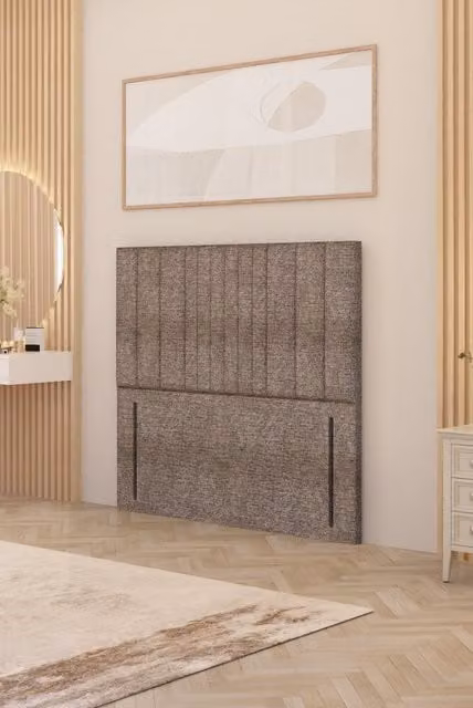 Somnior Alexas Floor Standing Headboard in Brown Checked Tweed Fabric, Super King