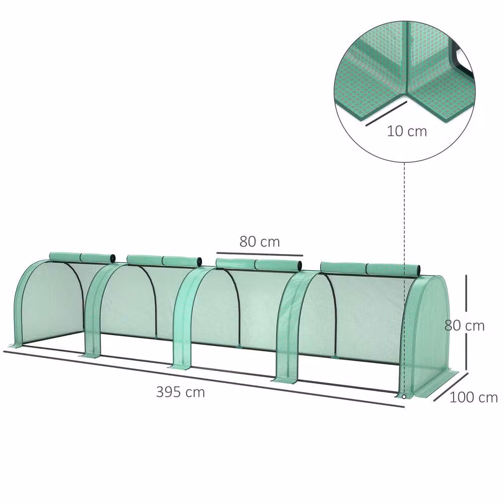 STILVORA Mini Greenhouse with Zipped Roll-Up Doors in Green, W/D/H: 100 x 80 x 100 cm – 4