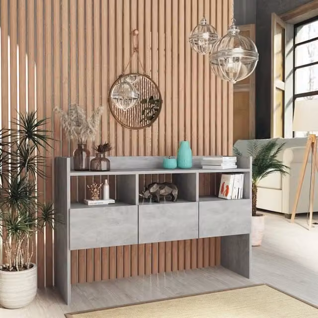 Berkfield Home Modern Sideboard in Concrete Grey, W/D/H: 105 x 30 x 70 cm – 1