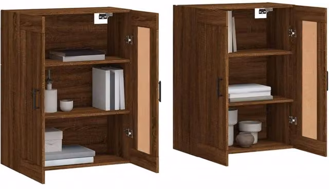 Berkfield Home Wall Mounted Cabinets, 2 Pack, Brown Oak – 1