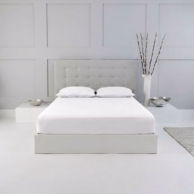 Snug City Single Polycotton Plain Dyed Extra Deep Fitted Sheet in White, W/D/H: 90 x 190 x 25 cm