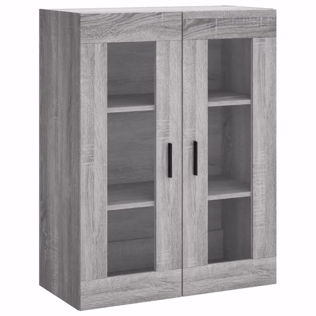 Berkfield Home Wall Mounted Cabinet in Grey with Glass Doors, W/D/H: 69.5 x 34 x 90 cm – 2