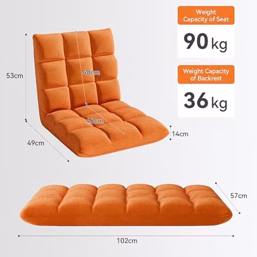 MCC Direct Adjustable Multi-Position Folding Floor Chair in Orange – 3