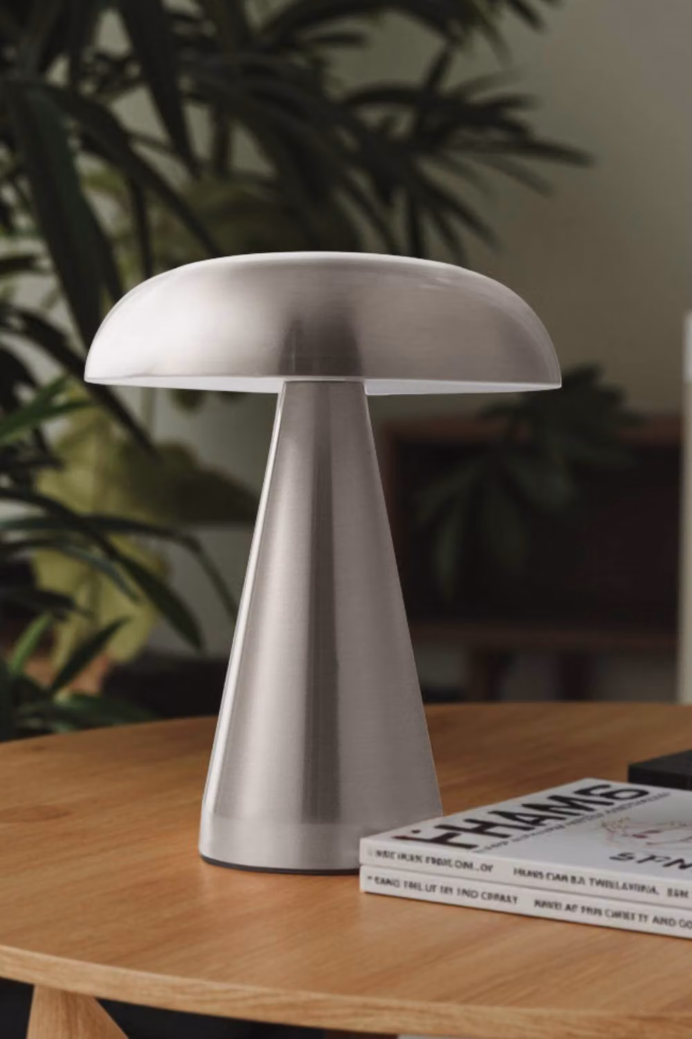 H&O Direct Mushroom Shape Rechargeable Dimmable Table Lamp Night Light in Silver – 3