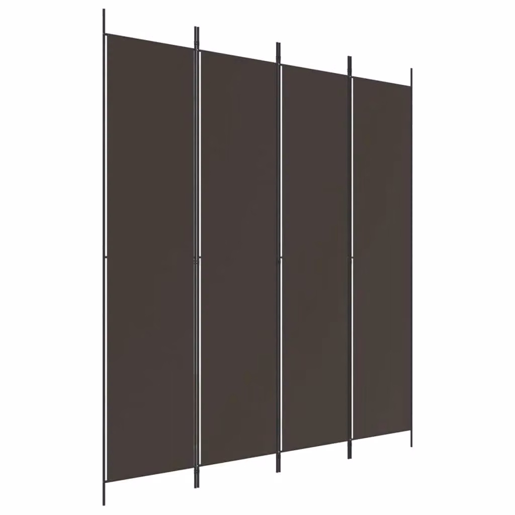 Berkfield Home 4-Panel Fabric Room Divider in Brown, W/H: 200 x 220 cm – 1