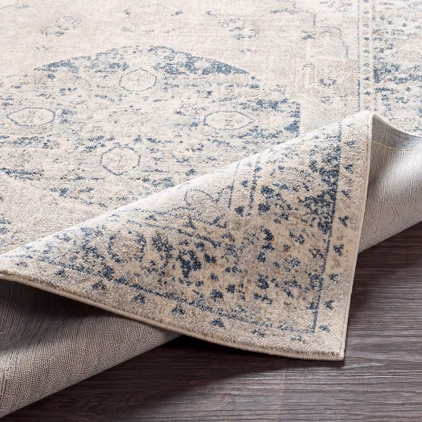 Livabliss Lilian Washable Vintage Boho Traditional Living and Dining Room Rug in Grey, Blue and Brown, W: 160 cm, D: 215 cm – 3